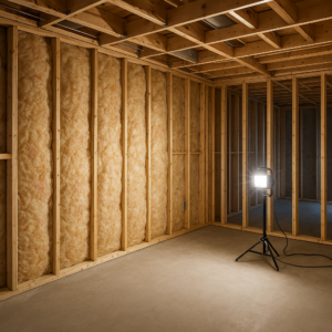 Edmonton basement development during framing and insulation stage