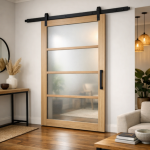 Barn Door with Glass Inserts